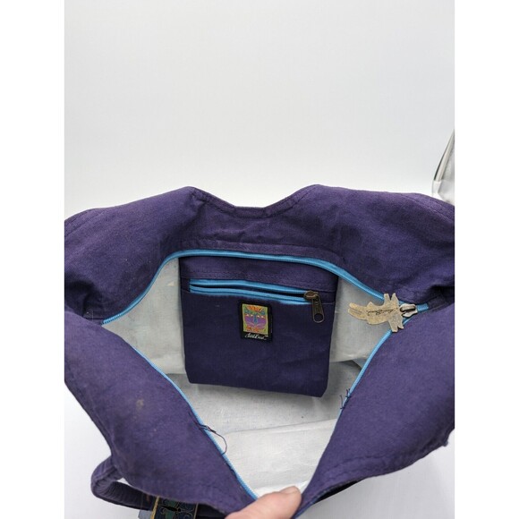 Indigo Cat Scoop Tote by Laurel Burch Blue Purple Canvas EUC - Picture 4 of 6